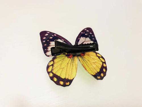 Yellow Black Shiny Butterfly Hair Clip Nymph