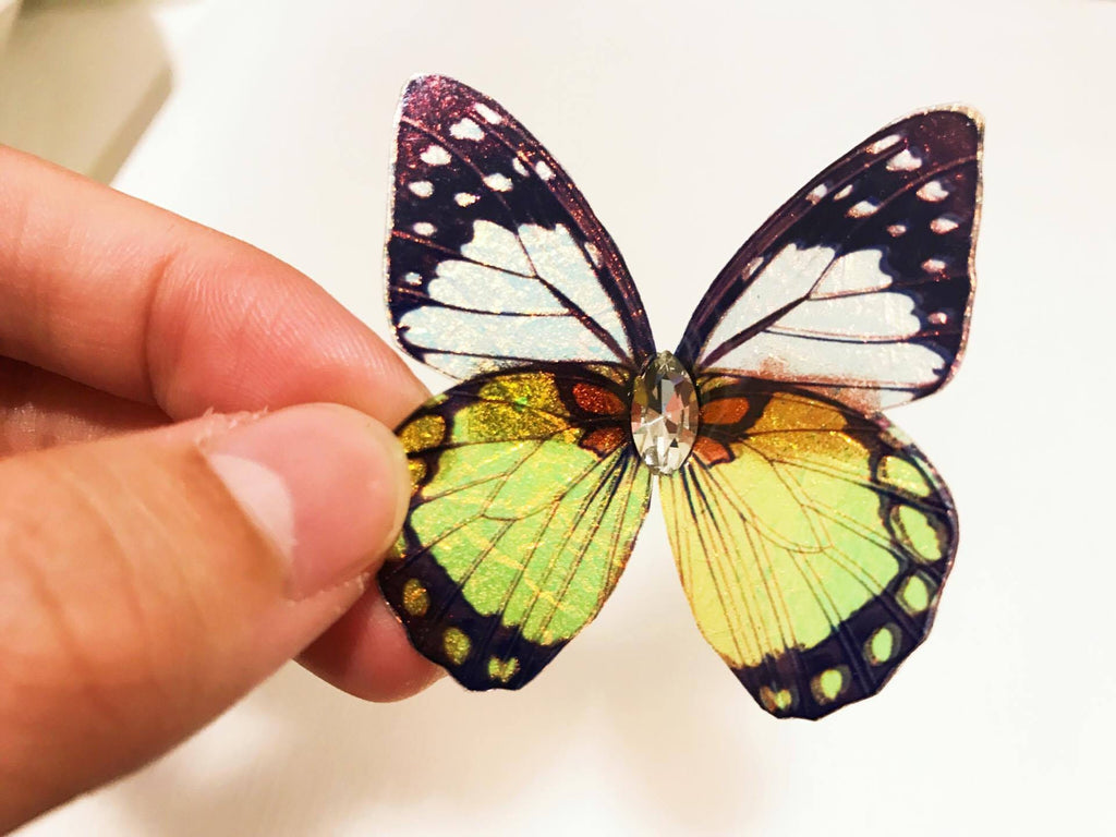 Yellow Black Shiny Butterfly Hair Clip Nymph