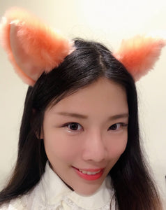 Big Cat ears Kitty Headwear Light Orange Furry Animal Headband Costume Bow Bells