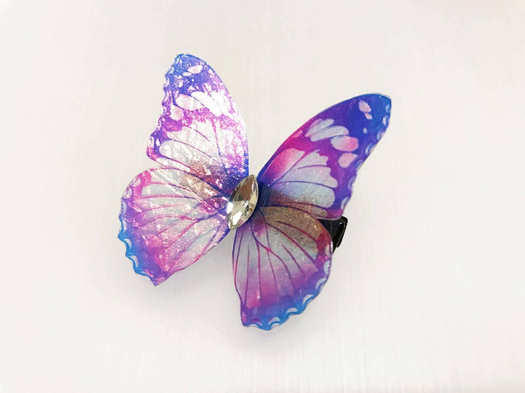 Purple Pink Blue Shiny Butterfly Hair Clip Nymph