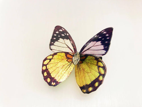 Yellow Black Shiny Butterfly Hair Clip Nymph