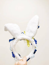 Load image into Gallery viewer, Bunny ears Rabbit Headwear Blue Furry Animal Headband Costume Bows Flowers Rose