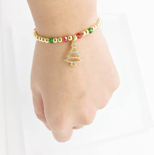 Christmas Tree Bling Bling Bracelet Zircon Green Red Jewelry
