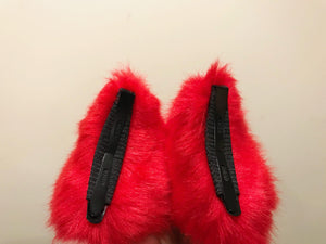 Cat ears Kitty Headwear Red Black Furry Animal Headband Costume Bow Bells