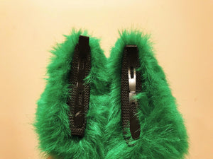 Cat ears Kitty Headwear Green Black Furry Animal Headband Costume Bow Bells