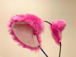 Cat ears Kitty Headwear Purple Pink Inside Furry Animal Headband Costume Bow Bells