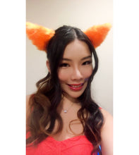 Load image into Gallery viewer, Cat ears Kitty Headwear Orange Furry Animal Headband Costume Bow Bells