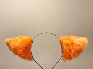 Cat ears Kitty Headwear Orange Furry Animal Headband Costume Bow Bells