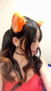 Cat ears Kitty Headwear Orange Furry Animal Headband Costume Bow Bells