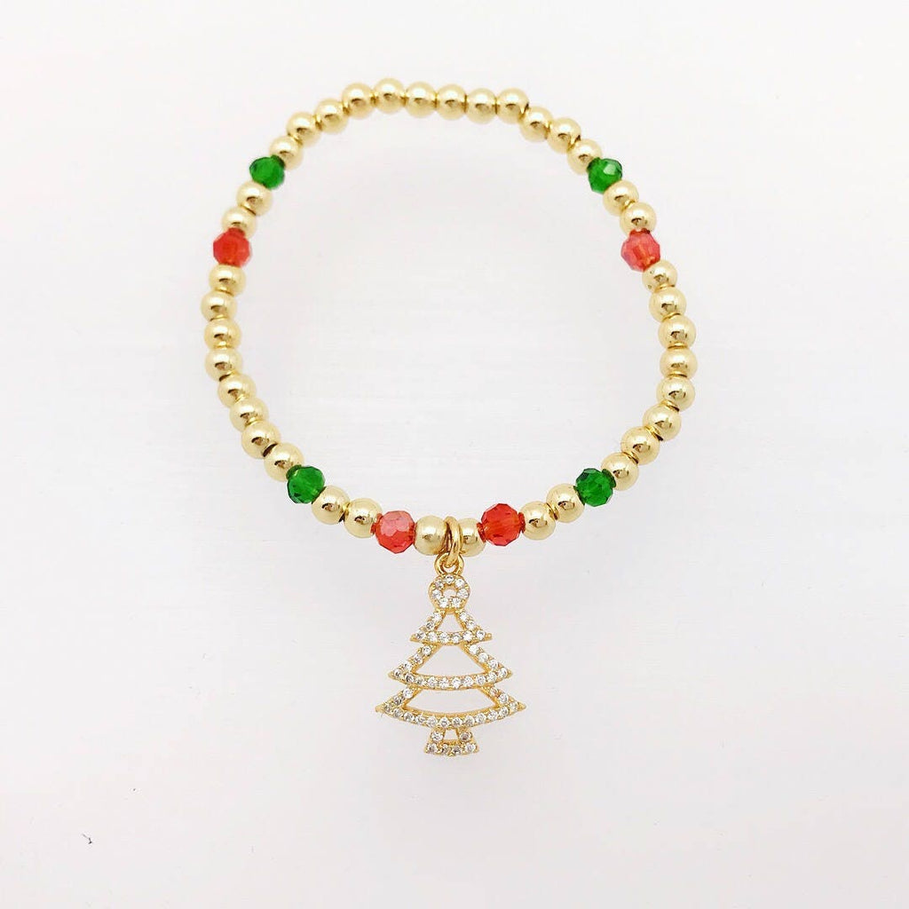 Christmas Tree Bling Bling Bracelet Zircon Green Red Jewelry