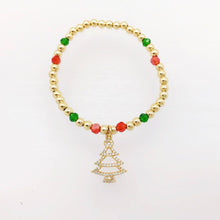 Load image into Gallery viewer, Christmas Tree Bling Bling Bracelet Zircon Green Red Jewelry