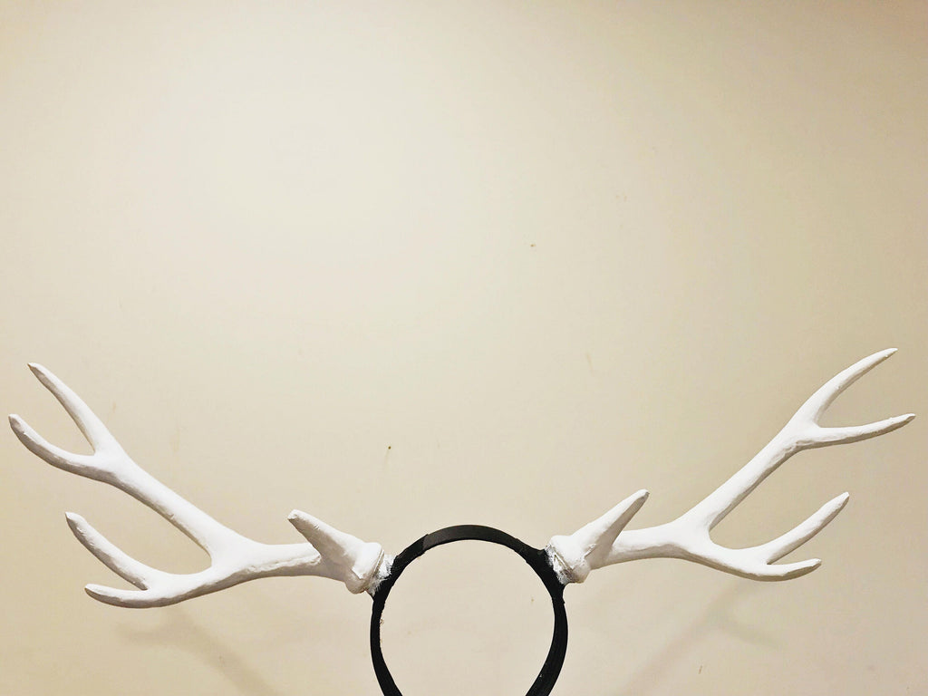 Antlers Reindeer White Horn Demon Nymph Horn Headdress Christmas Wizard Costume（Big）