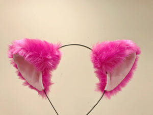 Cat ears Kitty Headwear Purple Pink Inside Furry Animal Headband Costume Bow Bells