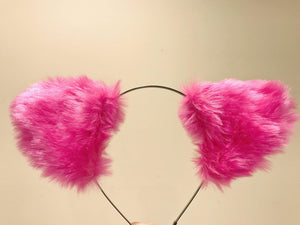 Cat ears Kitty Headwear Purple Pink Inside Furry Animal Headband Costume Bow Bells