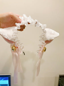 Cat Ears kitty headwear Furry White Pink White Ears Bells Maid Lolita Cute