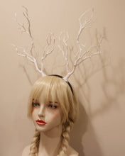 Load image into Gallery viewer, White Branch Horn Demon Nymph Horn Headdress Antlers Costume