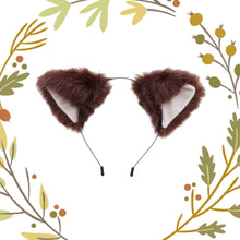 Load image into Gallery viewer, Cat ears Kitty Headwear Brown Flesh inside Furry Animal Headband Costume Bow Bells