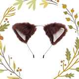 Cat ears Kitty Headwear Brown Flesh inside Furry Animal Headband Costume Bow Bells