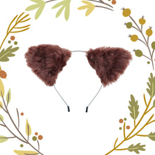 Load image into Gallery viewer, Cat ears Kitty Headwear Brown Flesh inside Furry Animal Headband Costume Bow Bells