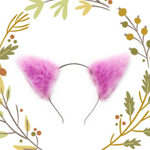 Load image into Gallery viewer, Cat side ears Kitty Headwear Light Purple Furry Animal Headband Costume Bow Bells