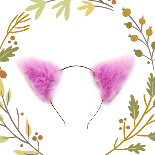 Cat side ears Kitty Headwear Light Purple Furry Animal Headband Costume Bow Bells