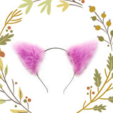 Cat side ears Kitty Headwear Light Purple Furry Animal Headband Costume Bow Bells