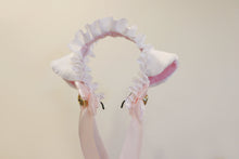 Load image into Gallery viewer, Cat Ears kitty headwear Furry White Pink White Ears Bells Maid Lolita Cute