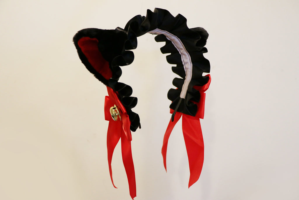 Cat Ears kitty headwear Furry Black Red Black Ears Bells Maid Lolita Cute Halloween