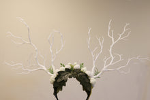 Load image into Gallery viewer, White Branch Horn Demon Nymph Horn Headdress Antlers White Rose Flowers