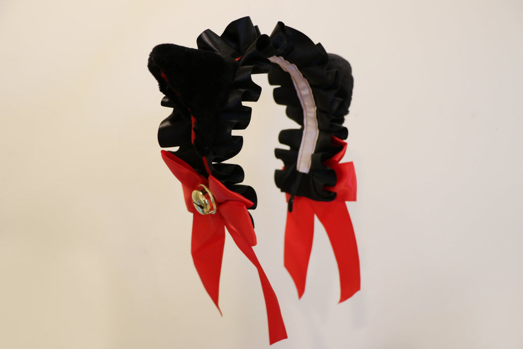 Cat Ears kitty headwear Furry Black Red Black Ears Bells Maid Lolita Cute Halloween