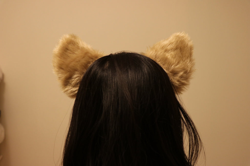 Cat ears Kitty Headwear Light Brown Pink inside Animal Headband Costume Bow Bells