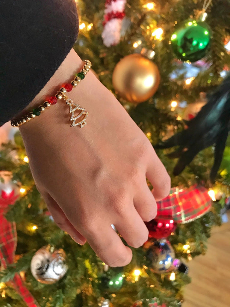 Christmas Tree Bling Bling Bracelet Zircon Green Red Jewelry