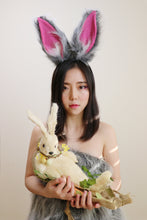 Load image into Gallery viewer, Grey Pink Fox Ears long fur Cosplay Animal Furry Bunny ears Rabbit Judy Easter NALUMI