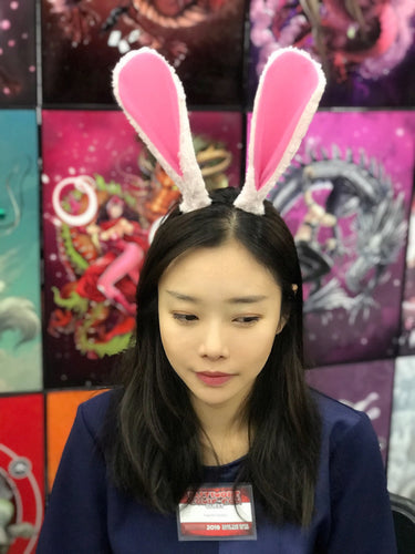 Pink Rabbit Ears Bunny Ears Short fur Cosplay Animal Furry Costume Halloween Easter NALUMI
