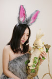 Grey Pink Fox Ears long fur Cosplay Animal Furry Bunny ears Rabbit Judy Easter NALUMI