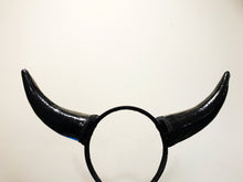 Load image into Gallery viewer, Black Horn Demon Nymph Cow Horn OX Bull Headdress Diablo NALUMI Halloween Costume