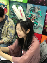 Load image into Gallery viewer, Rice Warm White Pink Rabbit Ears Bunny Ears Short fur Cosplay Animal Furry Costume Easter Halloween NALUMI