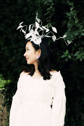 White Leaves Headpiece Adjustable Fasion Forest Modeling Design Costume 【NALUMI】