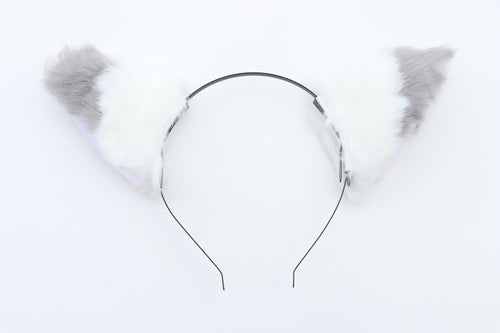 Cat side ears Kitty Head wear Gray Stitching White Furry Animal Headband Costume Bow Bells Halloween NALUMI