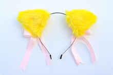 Load image into Gallery viewer, Cat ears Kitty Headwear Yellow Furry Animal Headband Costume Bow Bells