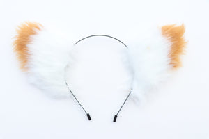 Cat ears Kitty Fox ears Cosplay Headwear White Tan Yellow Furry Animal Headband Costume