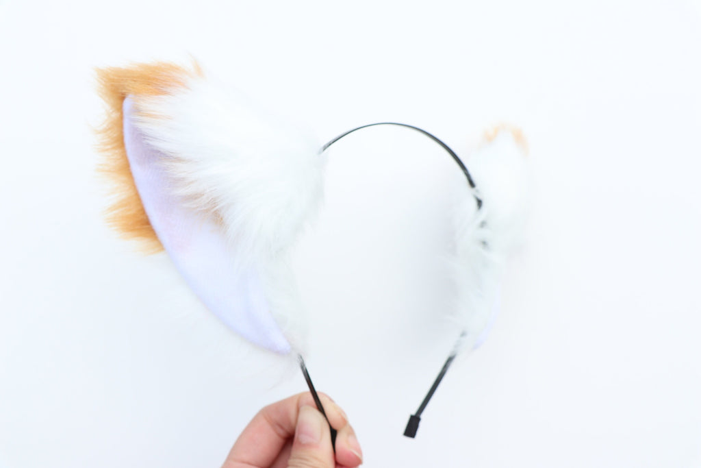 Cat ears Kitty Fox ears Cosplay Headwear White Tan Yellow Furry Animal Headband Costume