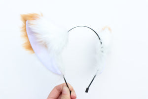 Cat ears Kitty Fox ears Cosplay Headwear White Tan Yellow Furry Animal Headband Costume