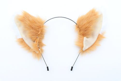 Cat ears Kitty Fox ears Cosplay Headwear  Tan Yellow White Furry Animal Headband Costume