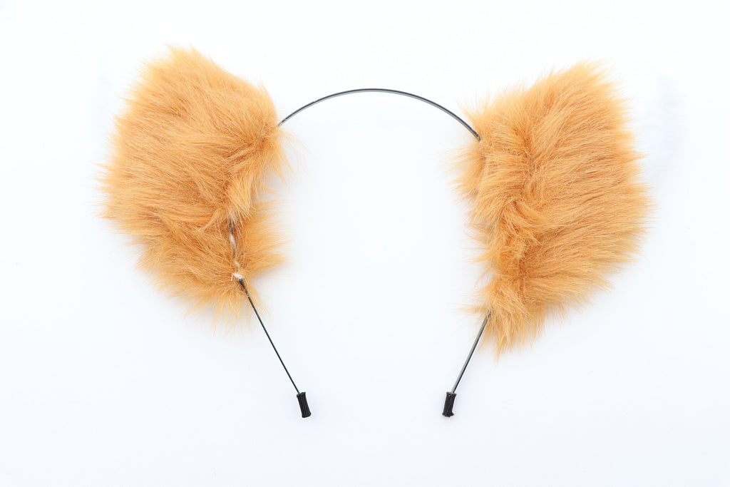 Cat ears Kitty Fox ears Cosplay Headwear  Tan Yellow White Furry Animal Headband Costume