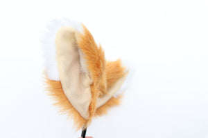 Cat ears Kitty Fox ears Cosplay Headwear  Tan Yellow White Furry Animal Headband Costume