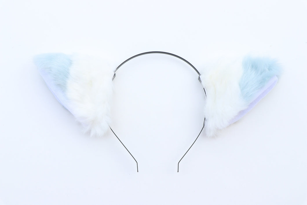 Cat side ears Kitty Head wear White Stitching Light Blue Furry Animal Headband Costume Bow Bells Halloween NALUMI