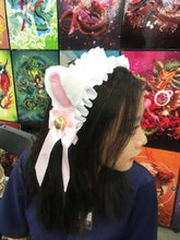 Load image into Gallery viewer, Cat Ears kitty headwear Furry White Pink White Ears Bells Maid Lolita Cute