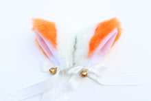 Load image into Gallery viewer, Cat side ears Kitty Head wear Orange Stitching White Furry Animal Headband Costume Bow Bells Halloween NALUMI