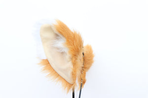 Cat ears Kitty Fox ears Cosplay Headwear  Tan Yellow White Furry Animal Headband Costume